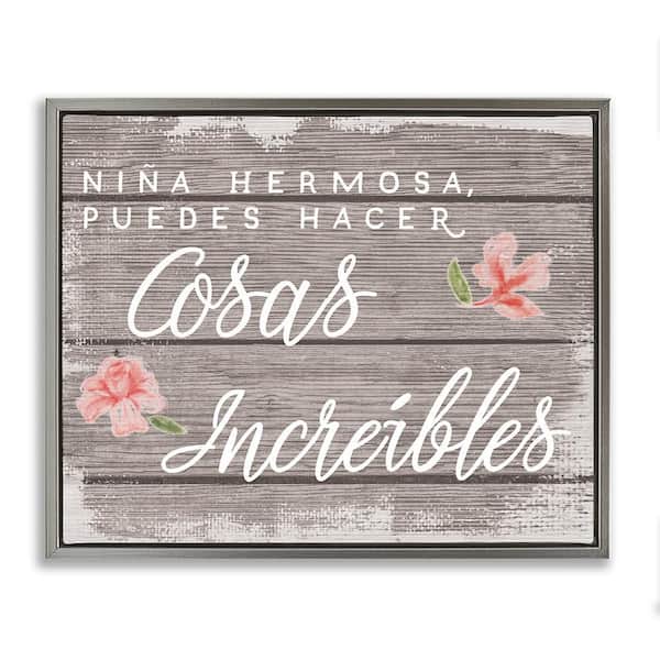 Stupell Industries Little Girl Amazing Things by Lil' Rue Gray Floater Frame Typography Graphic Art Print 17 in. x 21 in.