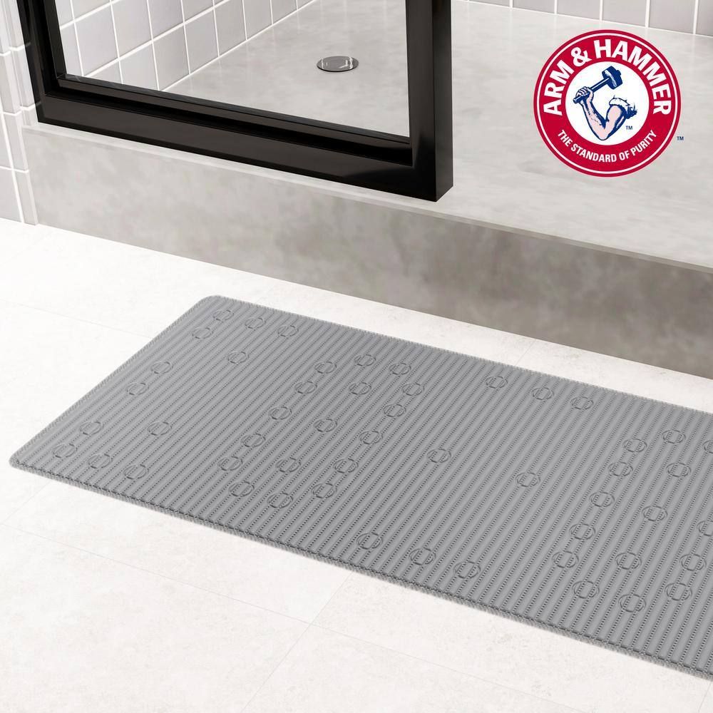 Grey Performance Foam Non-Slip Bath Mat for Showers and Tubs, 17 x 40