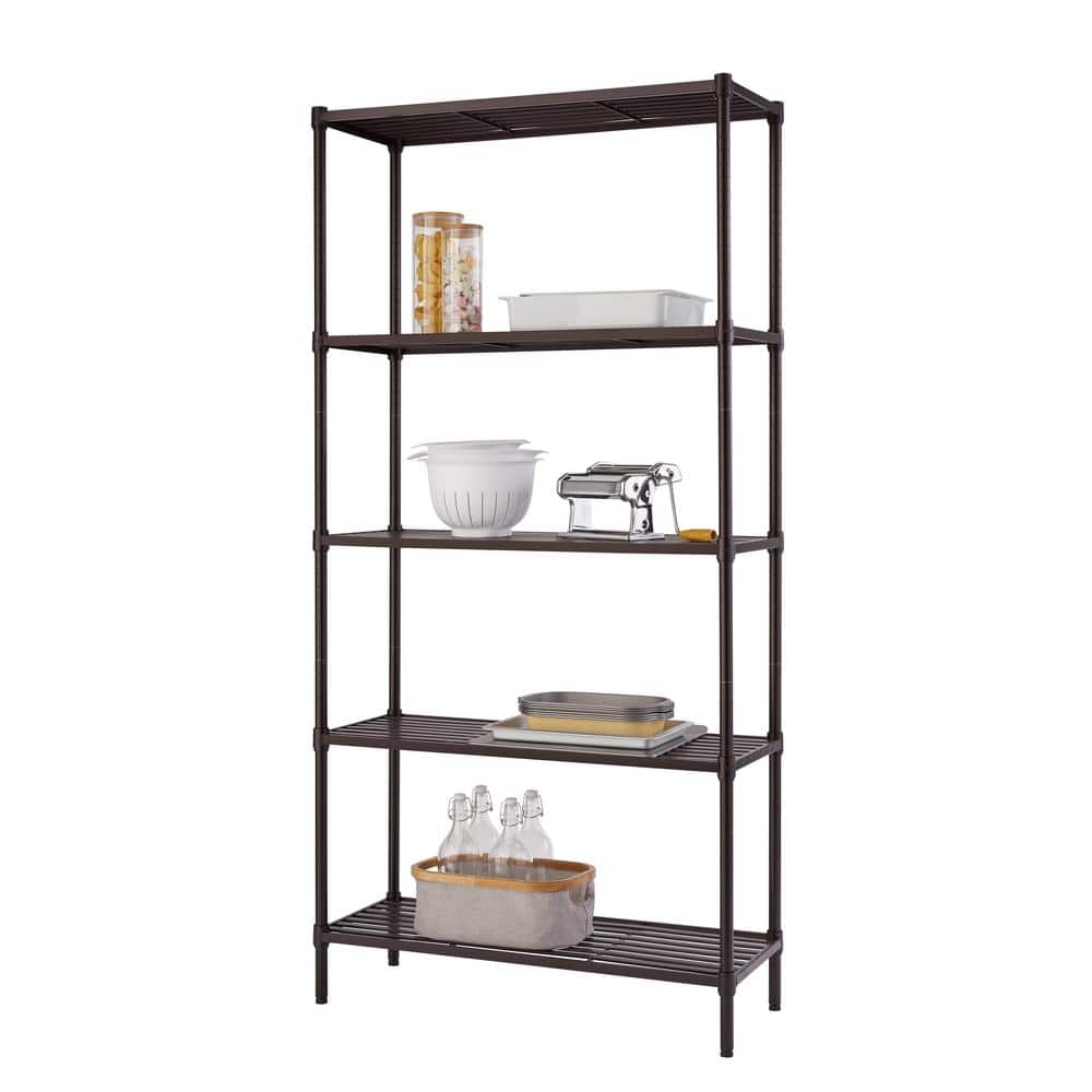 EcoStorage 5-Tier Black Adjustable Slat Wire Shelving Unit
