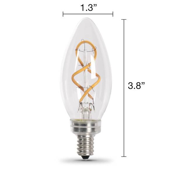 Feit Electric 40 Watt Equivalent B10 Dimmable Candelabra Clear Glass Vintage Led Light Bulb With Spiral Filament Warm White Ctt S Cl Led Hdrp The Home Depot