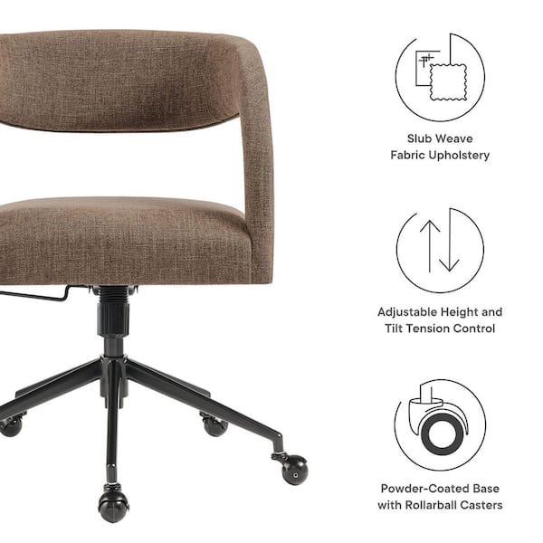 Pinnacle Upholstered Office Chair in Mocha Slub Weave Fabric
