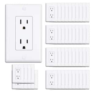 15A Decorator Receptacle Outlet with Wall Plate, Non-Tamper-Resistant, UL Listed in Gloss White - (50-Pack)