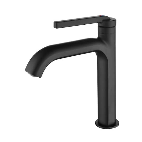 Mondawe Single Handle Single Hole Bathroom Faucet in Matte Black with Aerator