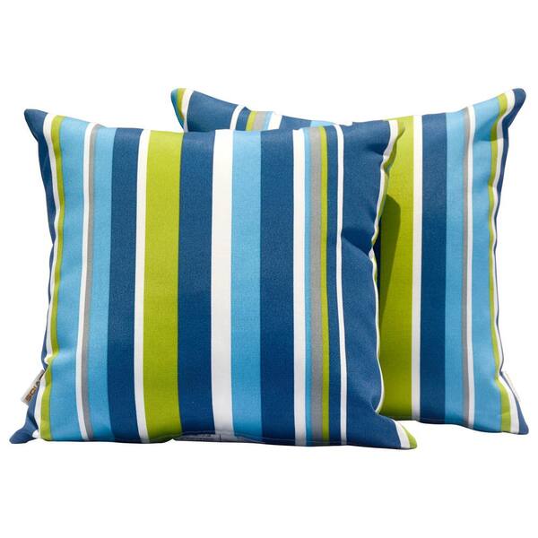 HOOOWOOO Sophia 17 in. x 17 in. Blue Stripe Polyester Square