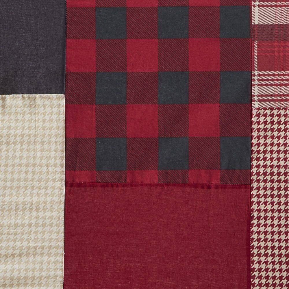 Sunset Patchwork Multicolor Cotton Shower Curtain with Liner