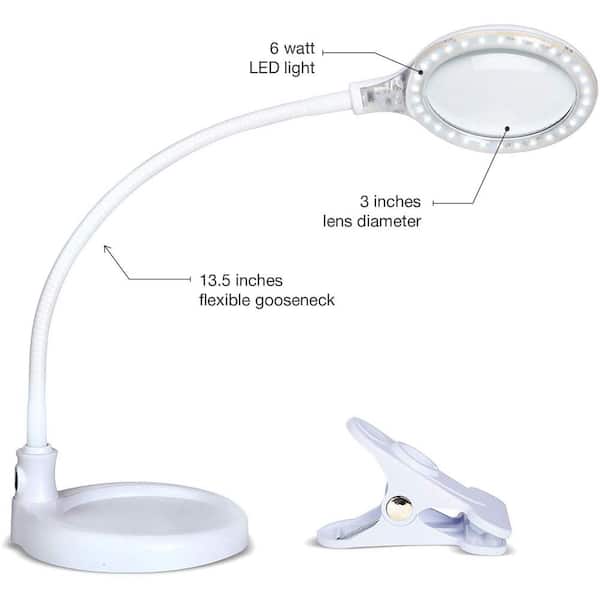 Rechargeable 16 in. Desk Lamp with Lighted Mirror in White