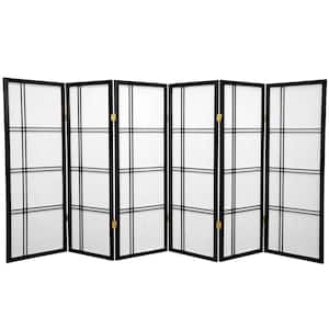 4 ft. Short Double Cross Shoji Screen - Black - 6 Panels