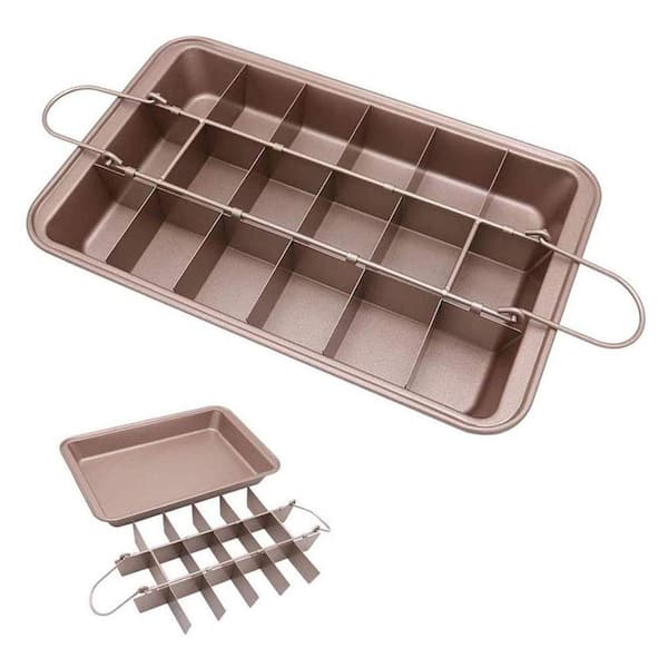 12 x 8 in. Non-Stick Brownie Pan w/Dividers, 18 Pre-Slice Design, High Carbon Steel Baking Pan for Perfect Edge Brownies