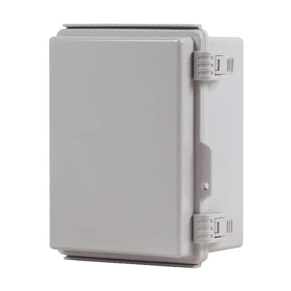 NEMA 4X 4.72 in. L x 6.3 in. W x 8.66 in. H PC Plastic Gray Weatherproof Electrical Junction Box with Hinged Cover