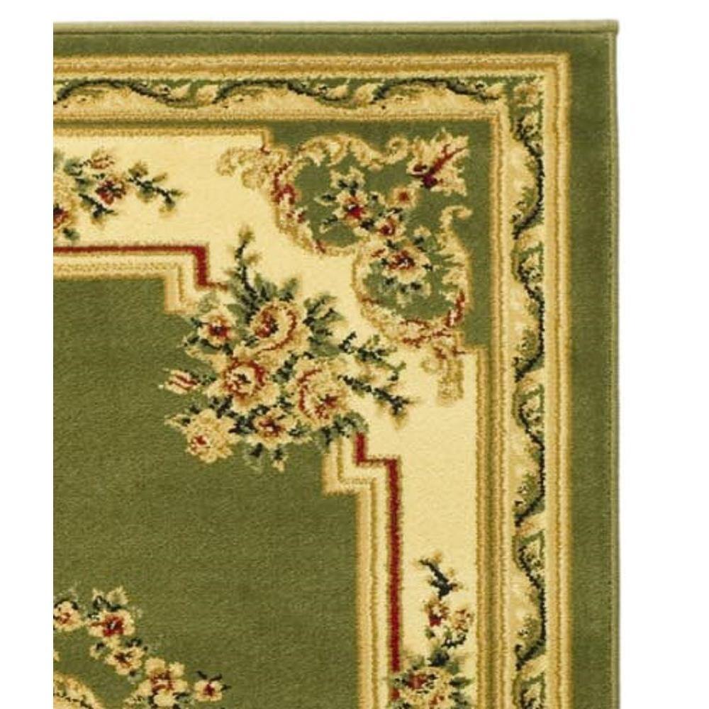 Sage and Ivory Floral Rectangular Synthetic Area Rug