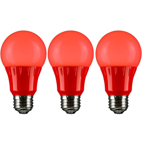 pen binde Grøn Sunlite 22-Watt Equivalent A19 LED Red Light Bulbs Medium E26 Base in Red (3-Pack)  HD02212-3 - The Home Depot