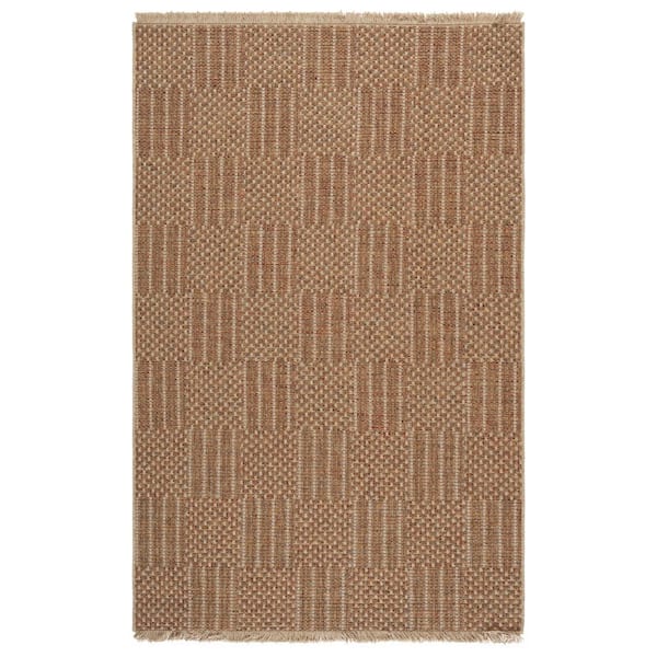 SAFAVIEH Wicker 9 ft. x 12 ft. Natural/Brown Geometric Area Rug