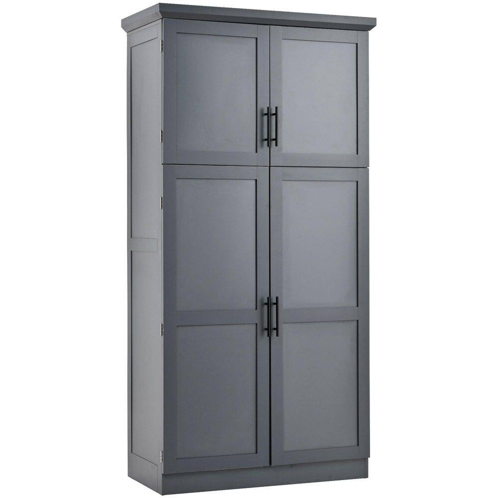 Gray 70.9 in. Accent Cabinet, Pantry Cabinet with 4 Doors, 2 Door Shelves, 8 Pull-out Trays and Adjustable Shelf