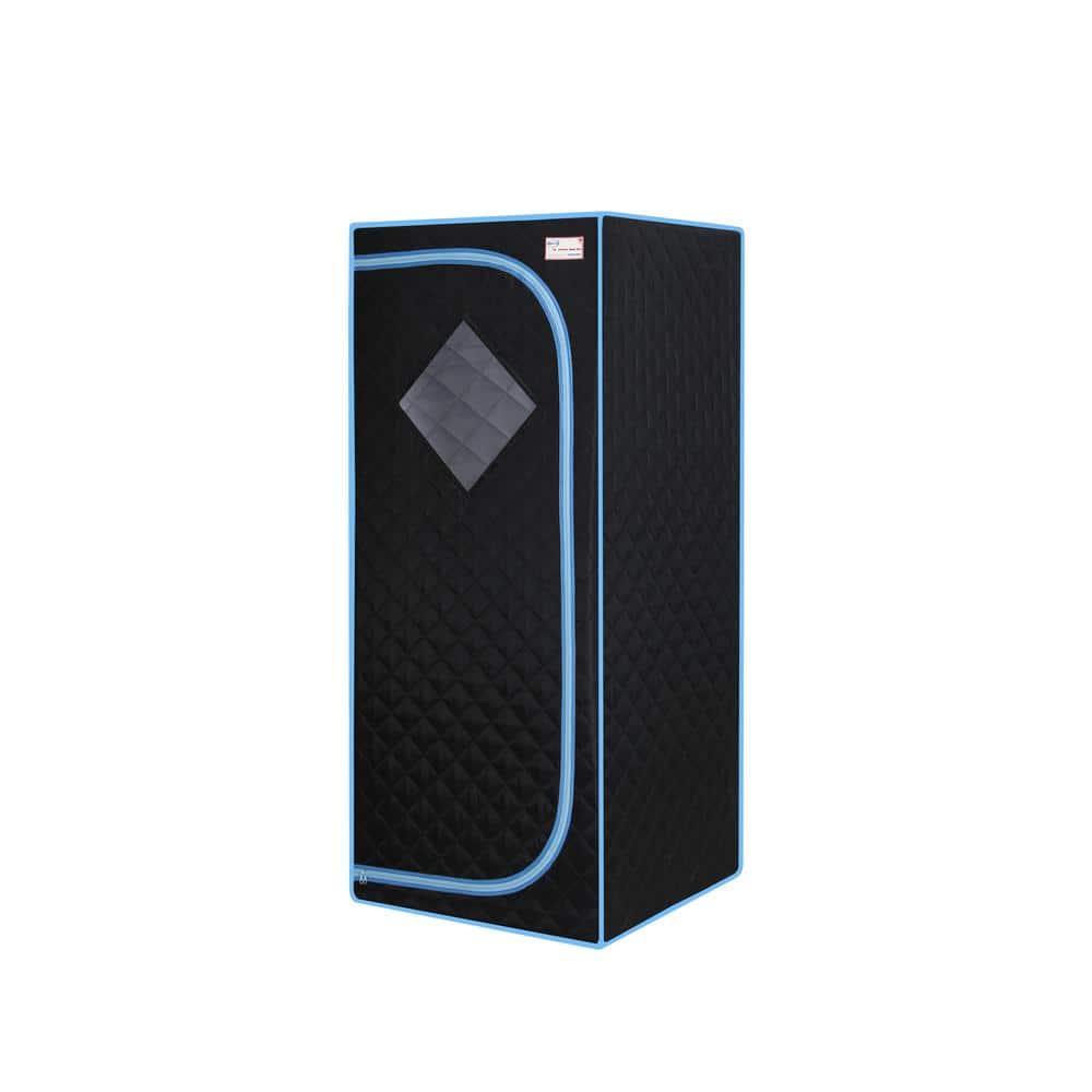 Portable 1-Person Full Size Black Sauna Tent Home Spa with Infrared Panel a