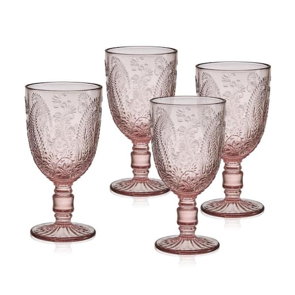 FITZ and FLOYD Maddi 10 oz. Blush Goblet Glass Set (Set of 4)