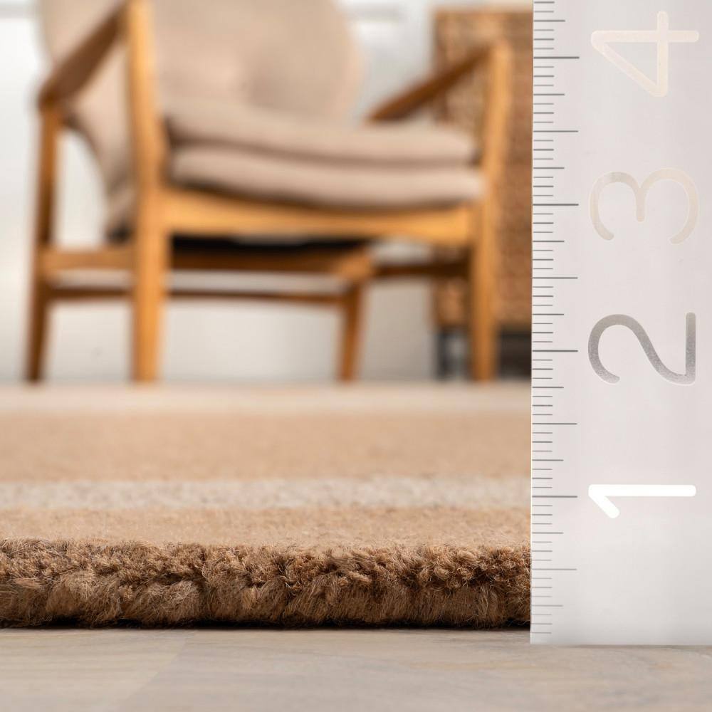 Beige Two-Tone Wool Flat Woven 8' x 10' Area Rug