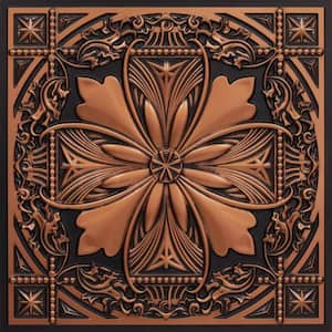 Helena Antique Copper 2 ft. x 2 ft. PVC Glue-up or Lay-in Faux Tin Ceiling Tile (40 sq. ft./case)