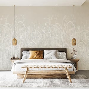 June Grass White Sage Removable Peel and Stick Vinyl Wall Mural, 108" x 78"