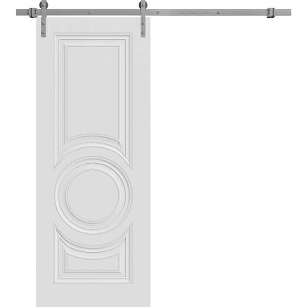 7801 36 in. x 84 in. Sold Core White Color Wood Sliding Barn Door with Hardware Kit