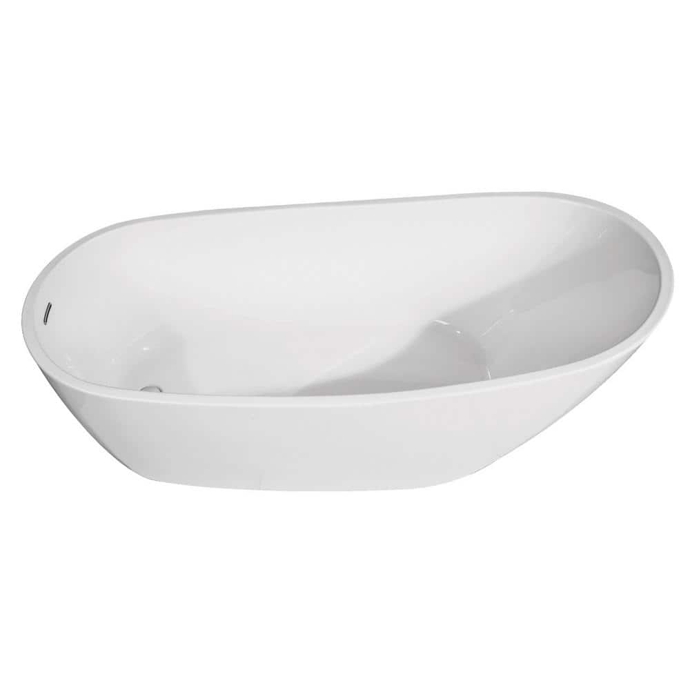63 in. Acrylic Slipper Reversible Drain Oval Flatbottom Freestanding Bathtu