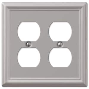 Ascher 2-Gang Brushed Nickel Duplex Outlet Stamped Steel Wall Plate