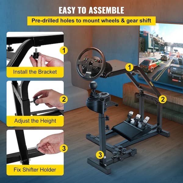 VEVOR Racing Steering Wheel Stand Cockpit with Real Racing Seat Simulator  Height Adjustable Fit for Logitech G25, G27, G29, G920 