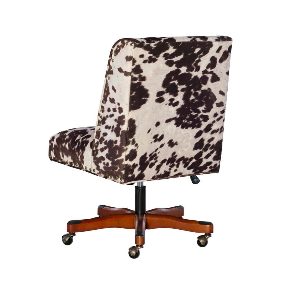 Modern Executive Swivel Office Chair in Brown Cow Print