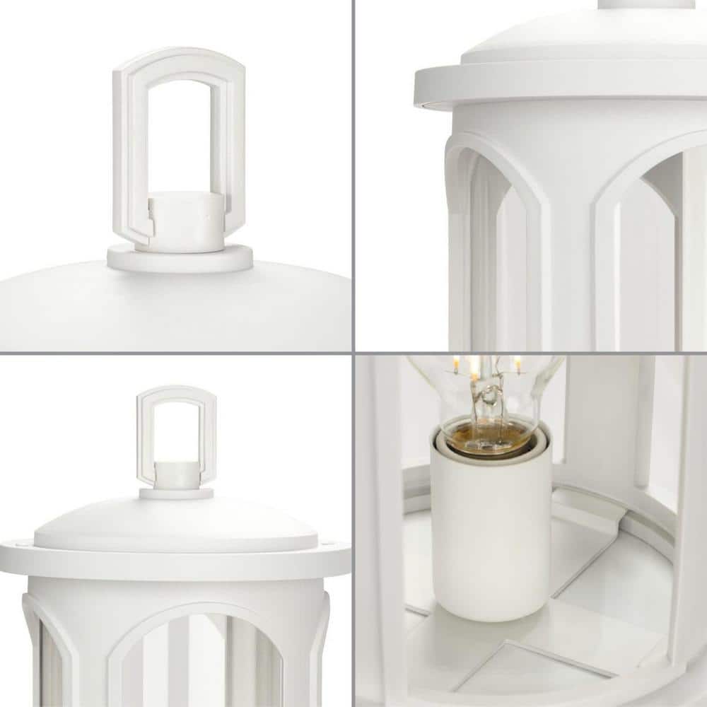 Gables 17" Satin White Outdoor Post Lantern with Clear Glass