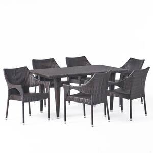 Cliff Multi-Brown 7-Piece Faux Rattan Outdoor Patio Dining Set