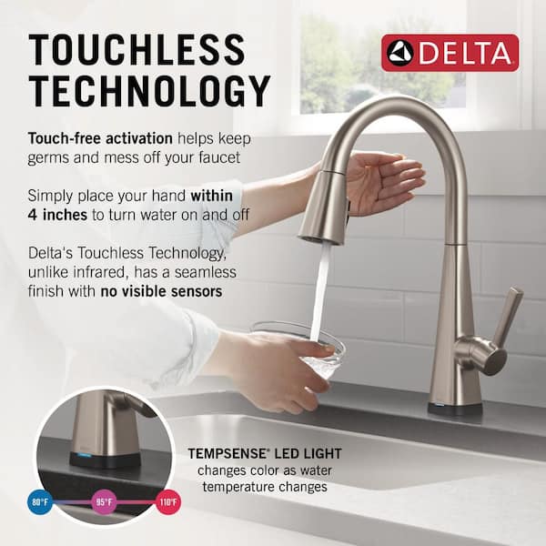 Lenta Touch/Touchless Spotshield Stainless 16.75 in. H Pull Down Sprayer Kitchen Faucet with 360 Degree Spout Swivel