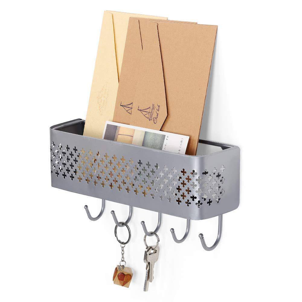 Oumilen Silver Mail Sorter Key Storage Rack Wall-Mounted Metal Entrance ...
