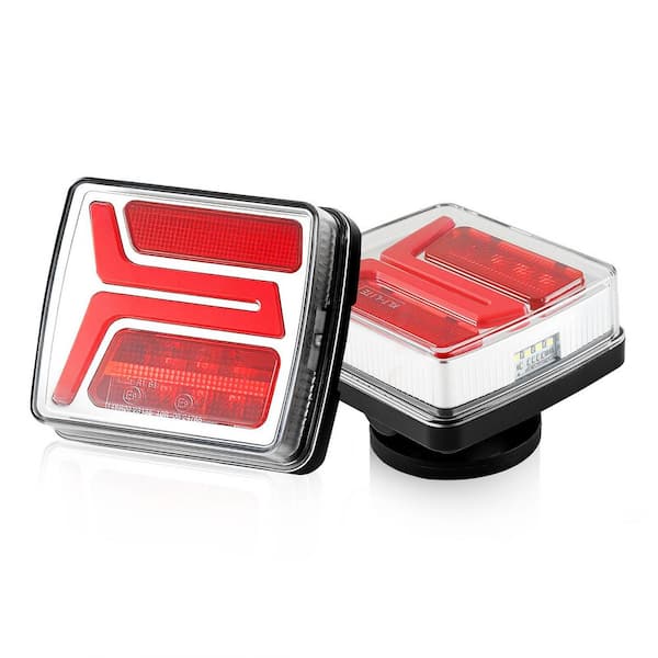 Trailer Lights, 2PCS 12V 0.35 ft. Magnetic LED Lights Kit with Stop Brake Turn Tail License Lamp, Wiring Harness(Cable)