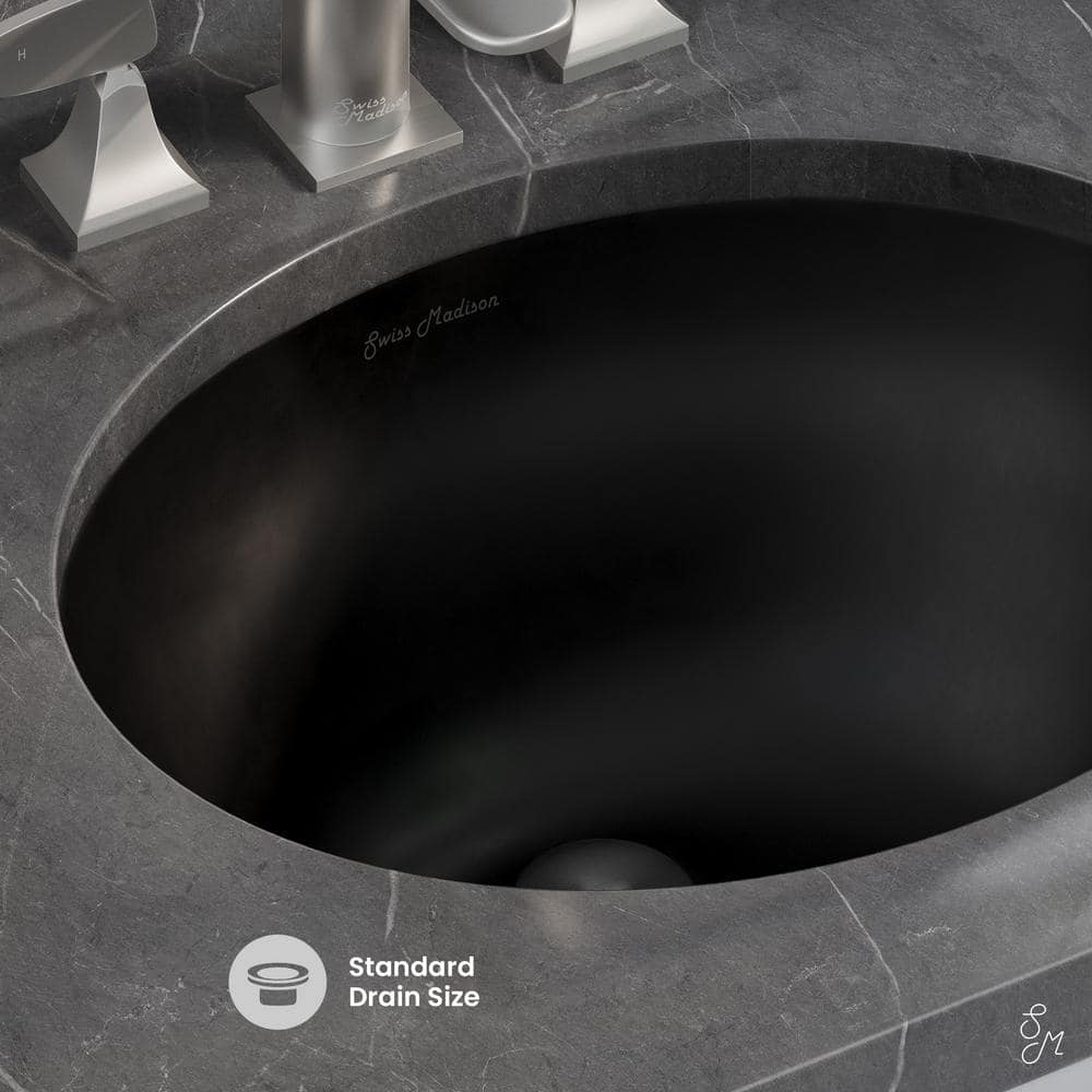 Monaco 19" Matte Black and White Ceramic Undermount Bathroom Sink