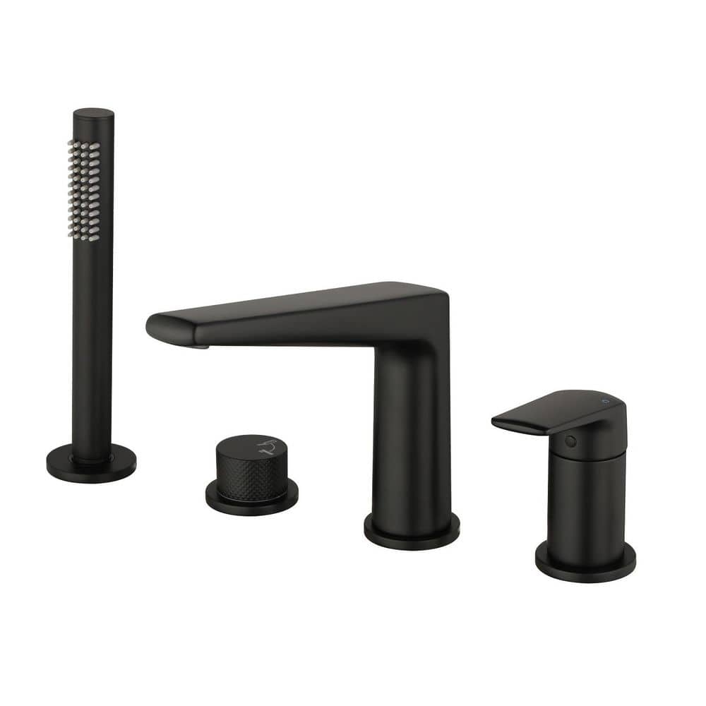 7.2 in. H Single-Handle Tub Deck Mount Roman Tub Faucet with Hand Shower in Matte Black Brass price history on PriceWatchPro