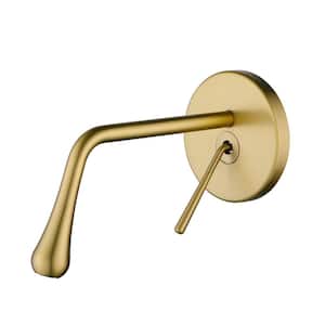 Single Handle Wall Mounted Bathroom Faucet Modern Single Hole Brass Bathroom Sink Taps in Brushed Gold