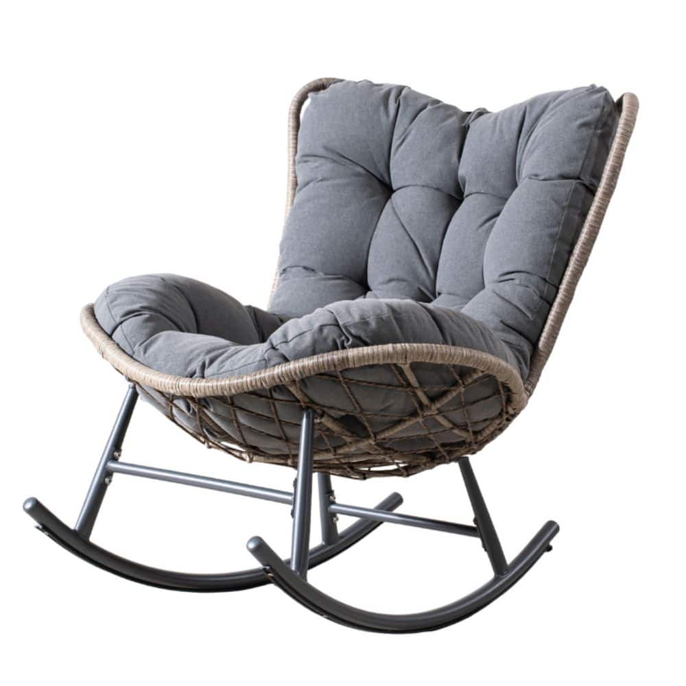 Metal Outdoor Rocking Chair with Gray Cushions price history on PriceWatchPro