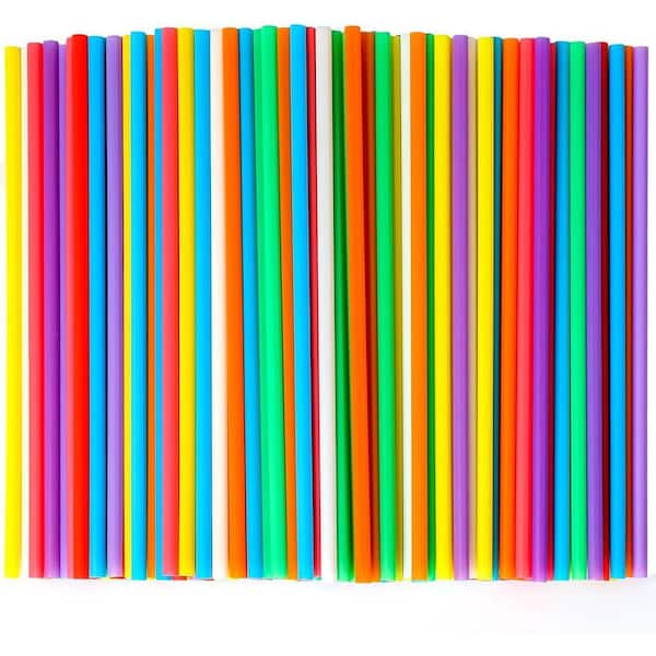 Colorful Multicolor Disposable Plastic Drinking Straws Flat Ends 500 Pieces Per Case Safe BPA Free 8 Colors