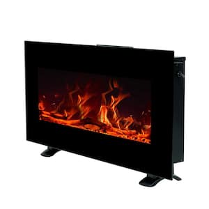 34 in. Wall-Mount Electric Fireplace in Black with Remote