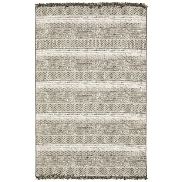 Gables Beige 5 ft. x 7 ft. Southwestern Stripe Polypropylene Indoor/Outdoor Area Rug