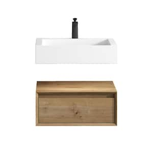 Alysa 24 in. W. x 20 in. D x 23 in. H Single Sink Floating Bath Vanity in White Oak with White Acrylic Top