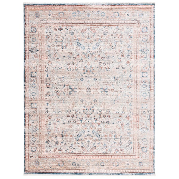 Vintage Persian 9 ft. x 12 ft. Beige/Rust Ornate Border Area Rug
