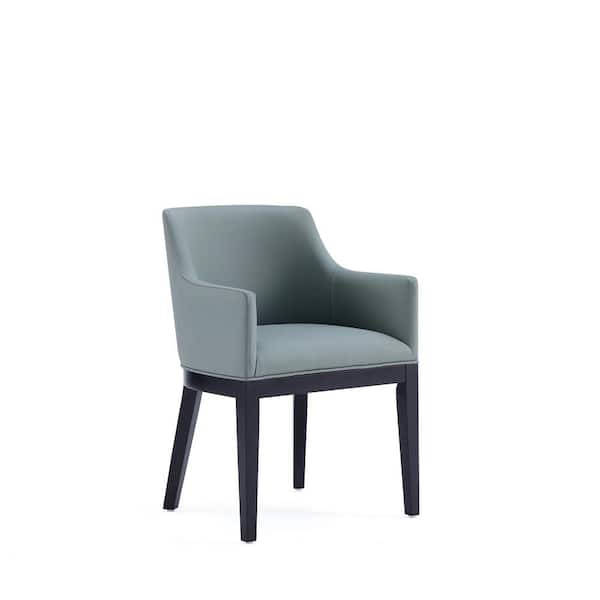 Manhattan Comfort Gansevoort Modern Pewter Faux Leather Upholstered Dining Armchair