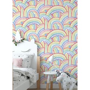 Retro Rainbow Multicolor Vinyl Peel and Stick Wallpaper Roll
