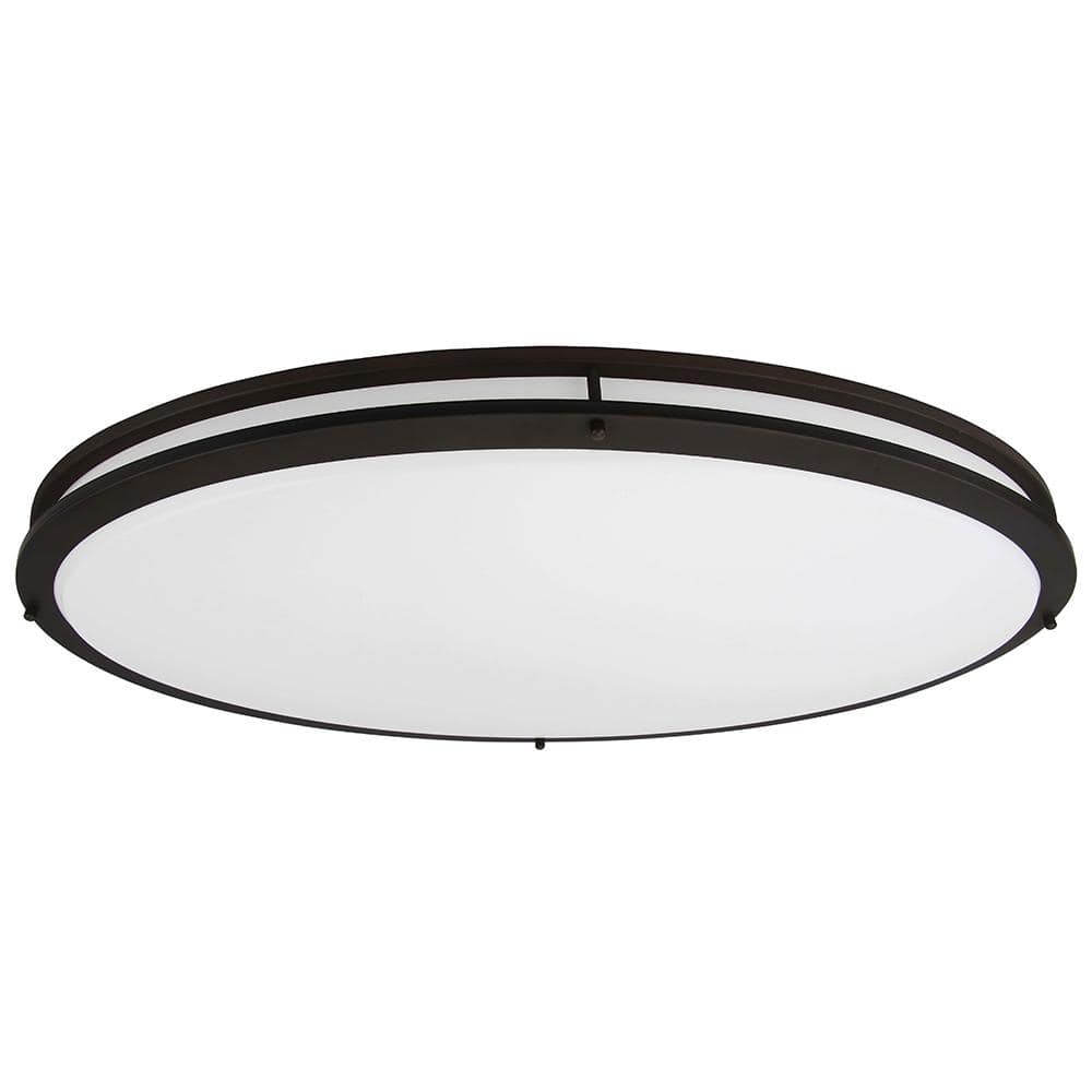 32.25 in. 200-Watt Modern Black Integrated LED Flush Mount with White Acryl