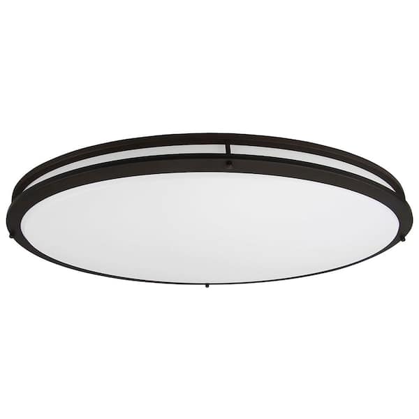 Unbranded 32.25 in. 200-Watt Modern Black Integrated LED Flush Mount with White Acrylic Shade