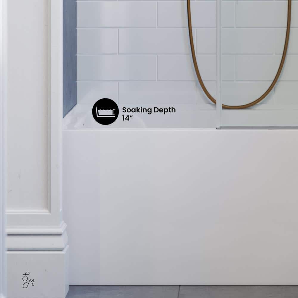 32" White Acrylic Alcove Bathtub with Apron