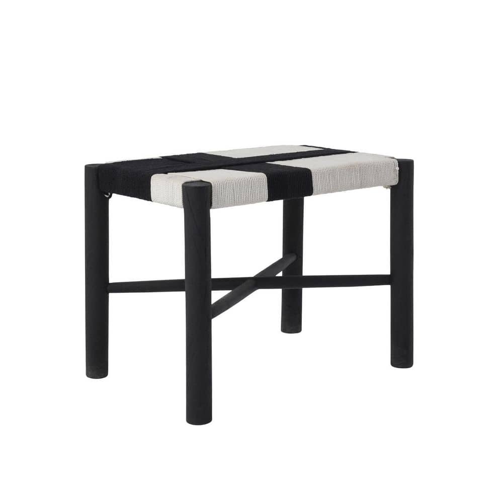 14.5 in.H White Finish Low Back Wood Frame Barstool Wood Seat Set of 1