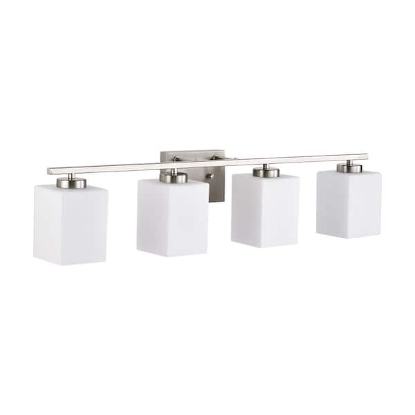 Edvivi 4-Light 32 in. Brushed Nickel Indoor Bathroom Vanity Lights
