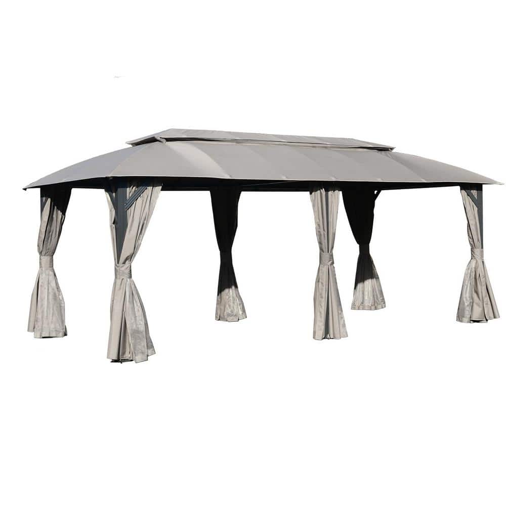 10 ft. x 20 ft. Outdoor Gazebo with Double Roofs, Mosquito Nettings, Heavy-