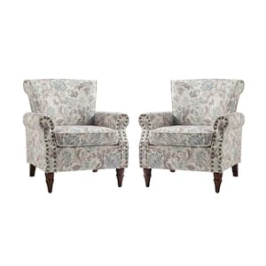 Auria Grey Armchair with Turned Legs (Set of 2)